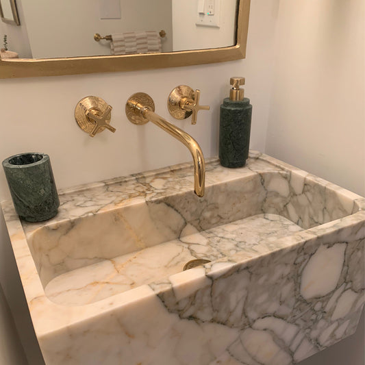 Unlacquered Brass Bathroom Wall Faucet