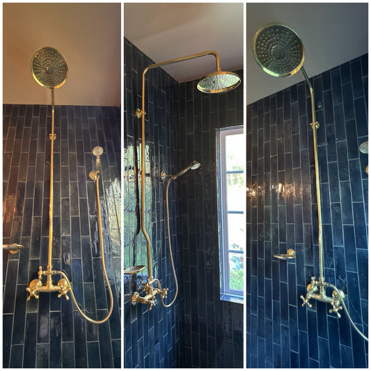 Unlacquered Brass Shower System