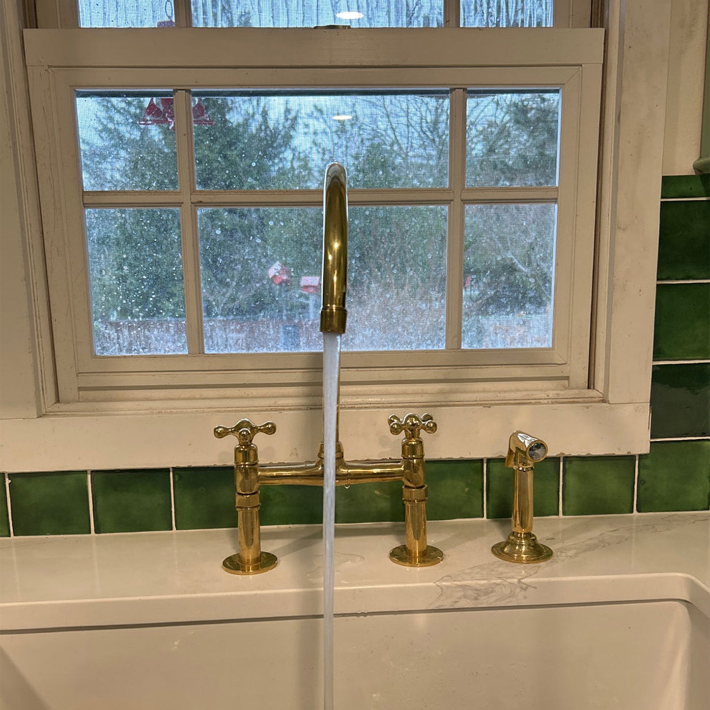 Solid Brass Kitchen Bridge Faucet