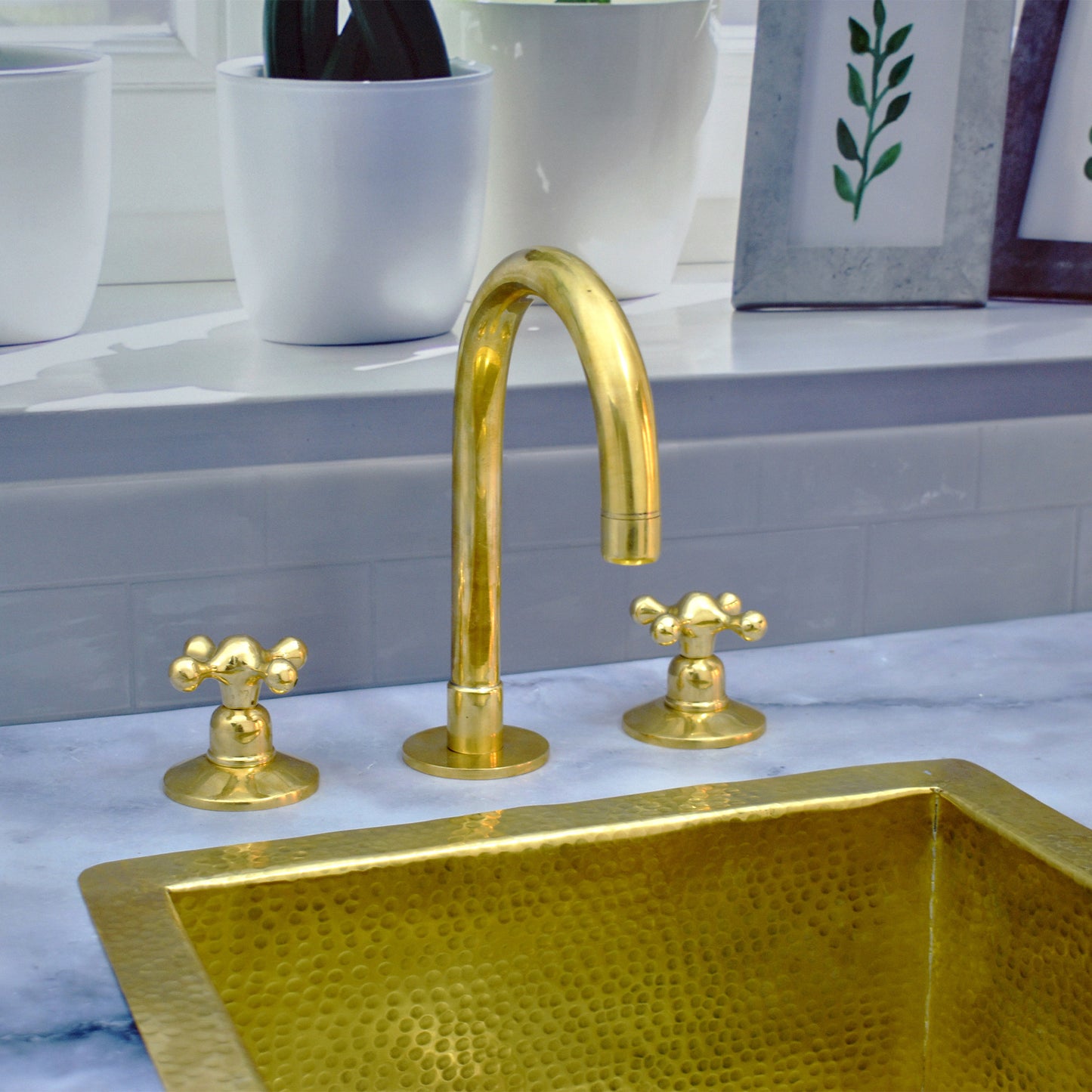 Solid Brass 3 Holes Bathroom Faucet