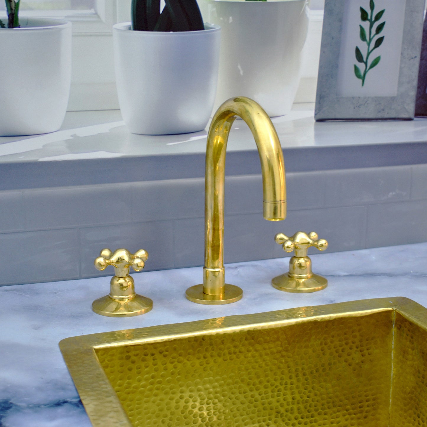 Solid Brass 3 Holes Bathroom Faucet