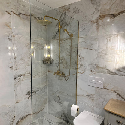 Exposed Brass Shower System - Antique Brass Shower Set