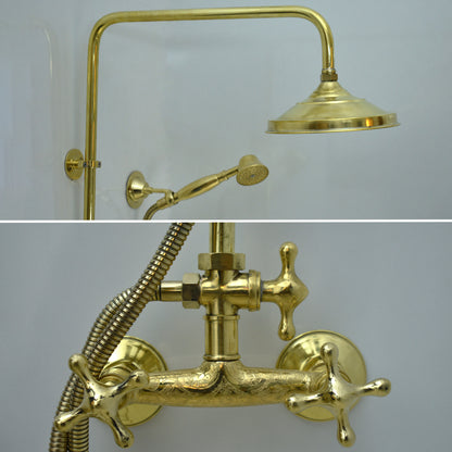 Unlacquered Brass Shower System