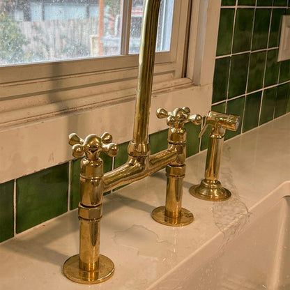 Solid Brass Kitchen Bridge Faucet