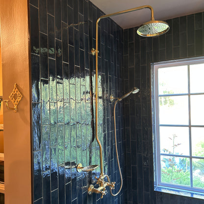 Unlacquered Brass Shower System