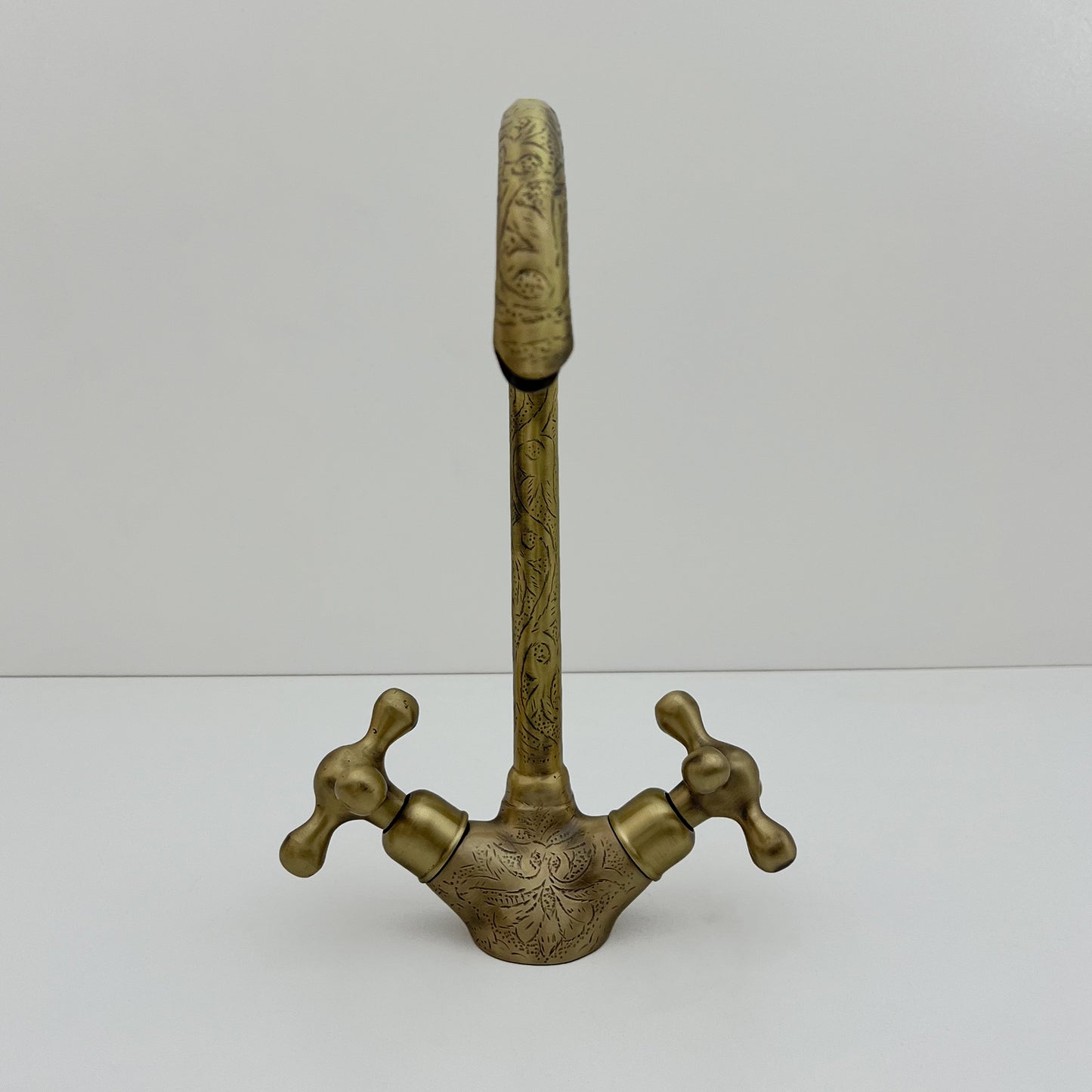 Bronze Finish Gooseneck Vanity Brass Faucet With Traditional Cross Handles