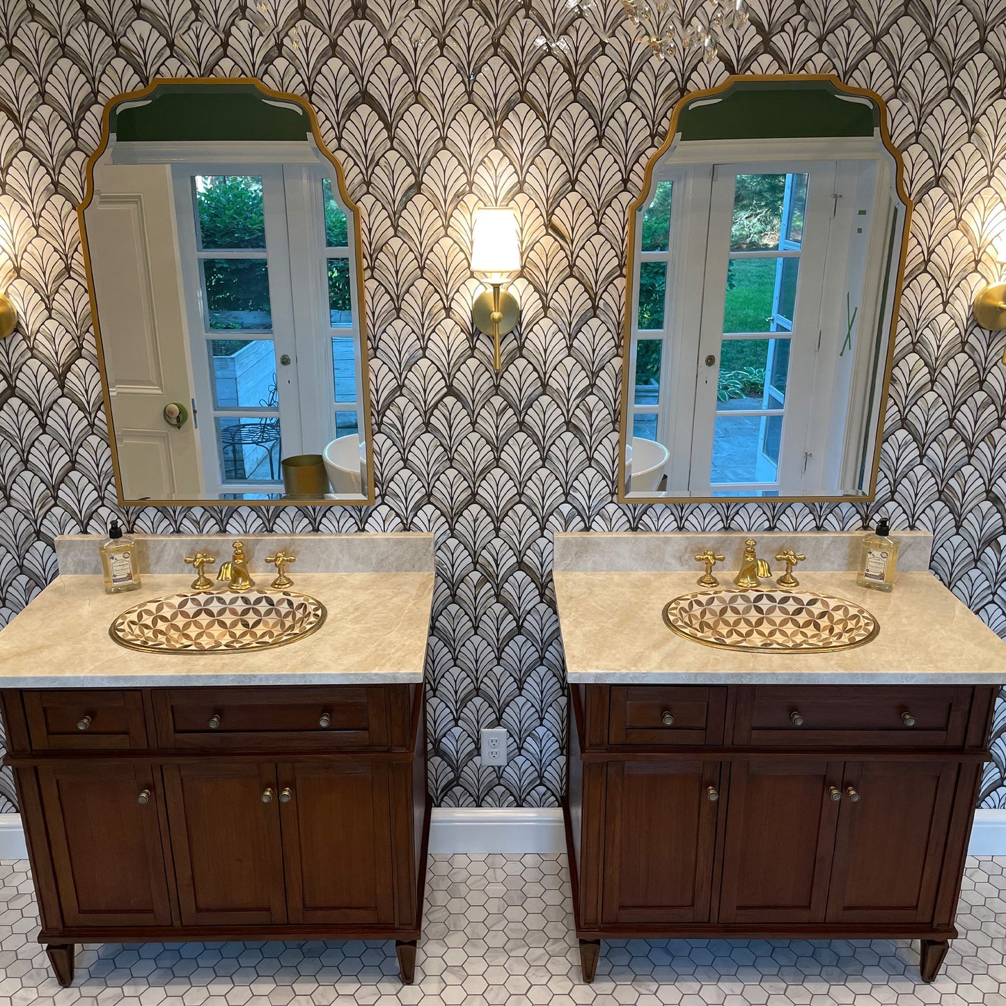 Handcrafted Oval Drop In Sink - Wood,Brass And Resin Bathroom Drop In Sink