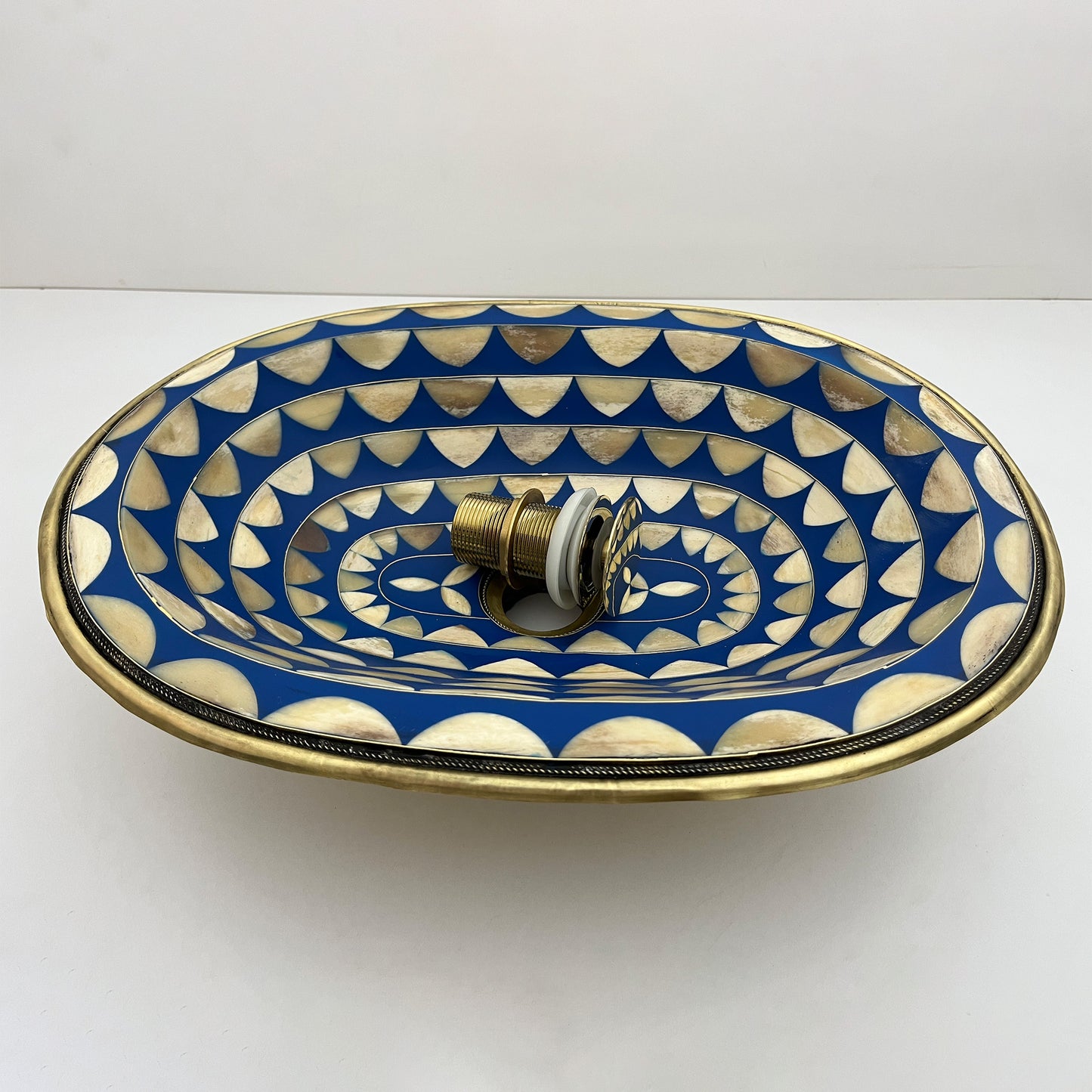 Handcrafted Oval Drop In Sink - Brass And Resin Bathroom Sink