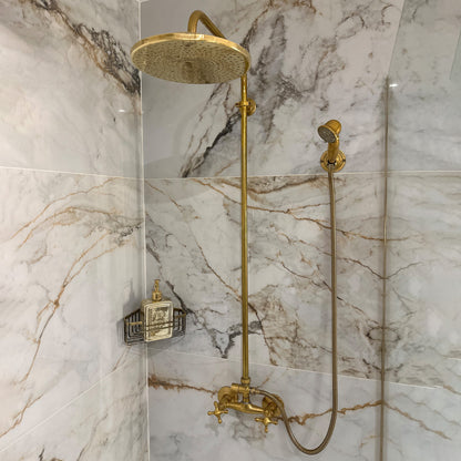 Exposed Brass Shower System - Antique Brass Shower Set