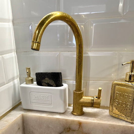 Unlacquered Brass Single Hole Basin Faucet