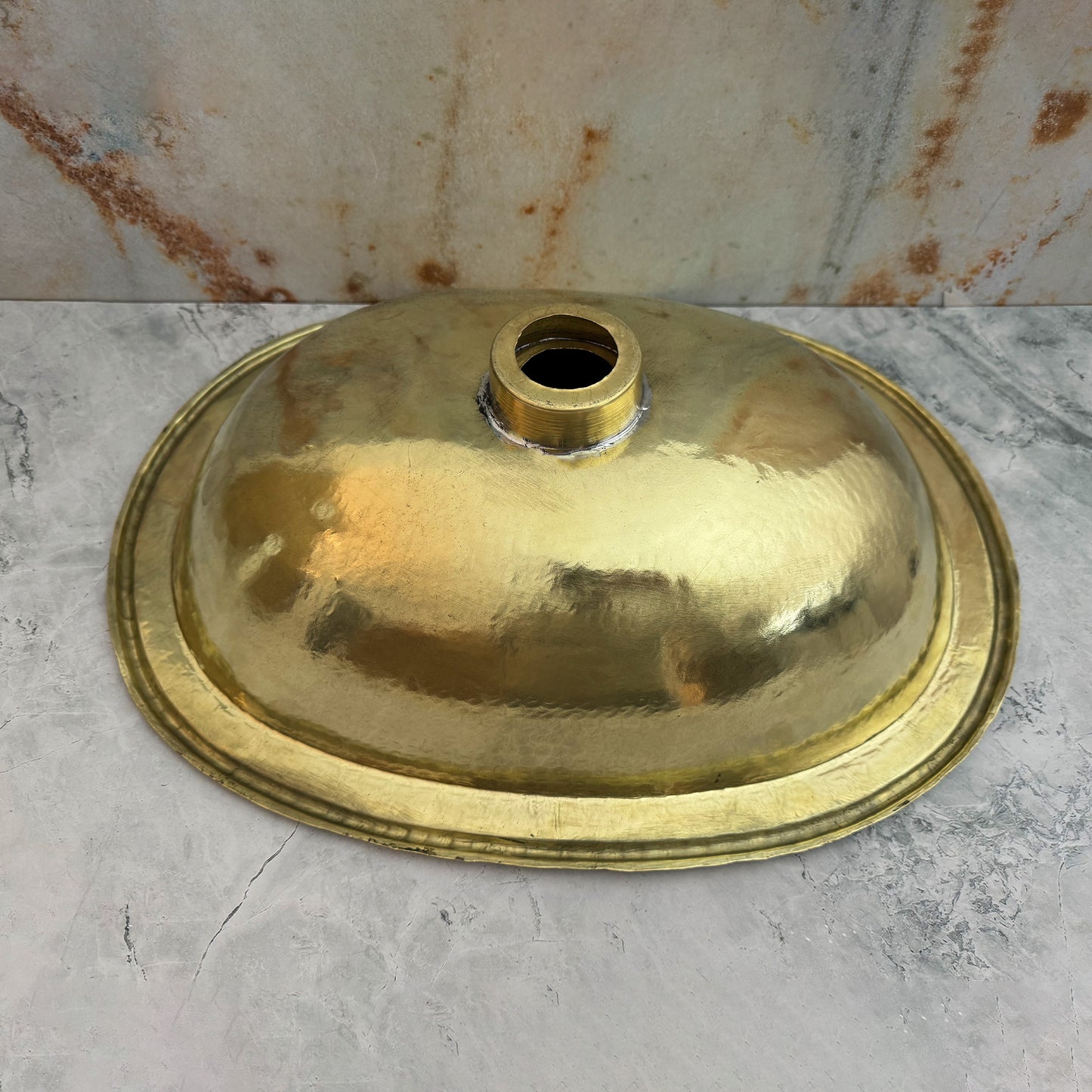 Handcrafted Oval Drop In Sink - Wood,Brass And Resin Bathroom Drop In Sink