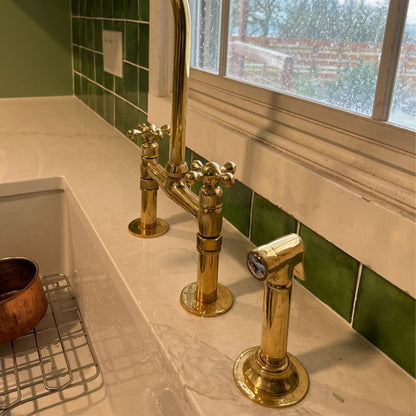 Solid Brass Kitchen Bridge Faucet