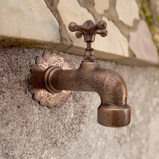 Copper Finish Bathroom Wall Faucet